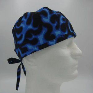 Blue Flames - Men's Tie-back Surgical Scrub Hat